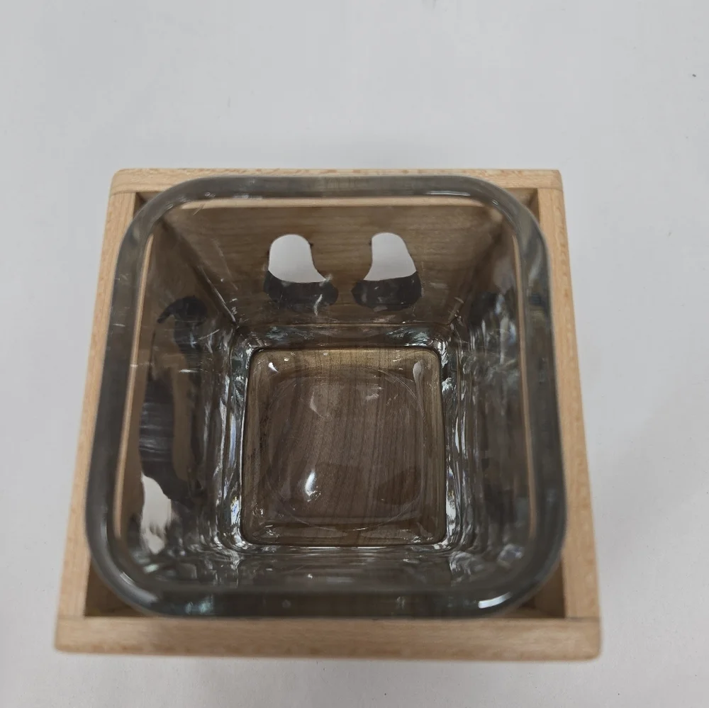 Wood You Tell Me Inc Cherry Wood Ram On Hill Cut Out Glass Insert Candle Holder